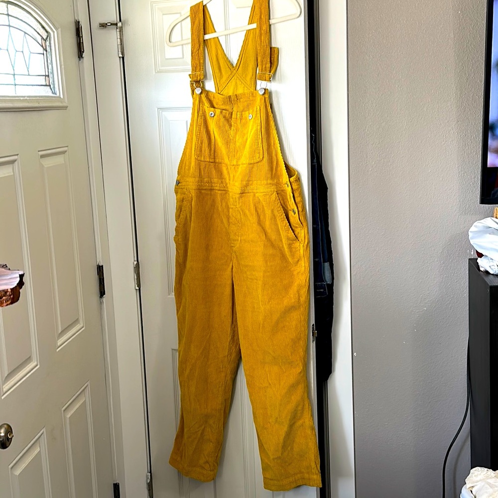 Free People Mustard Corduroy Overalls